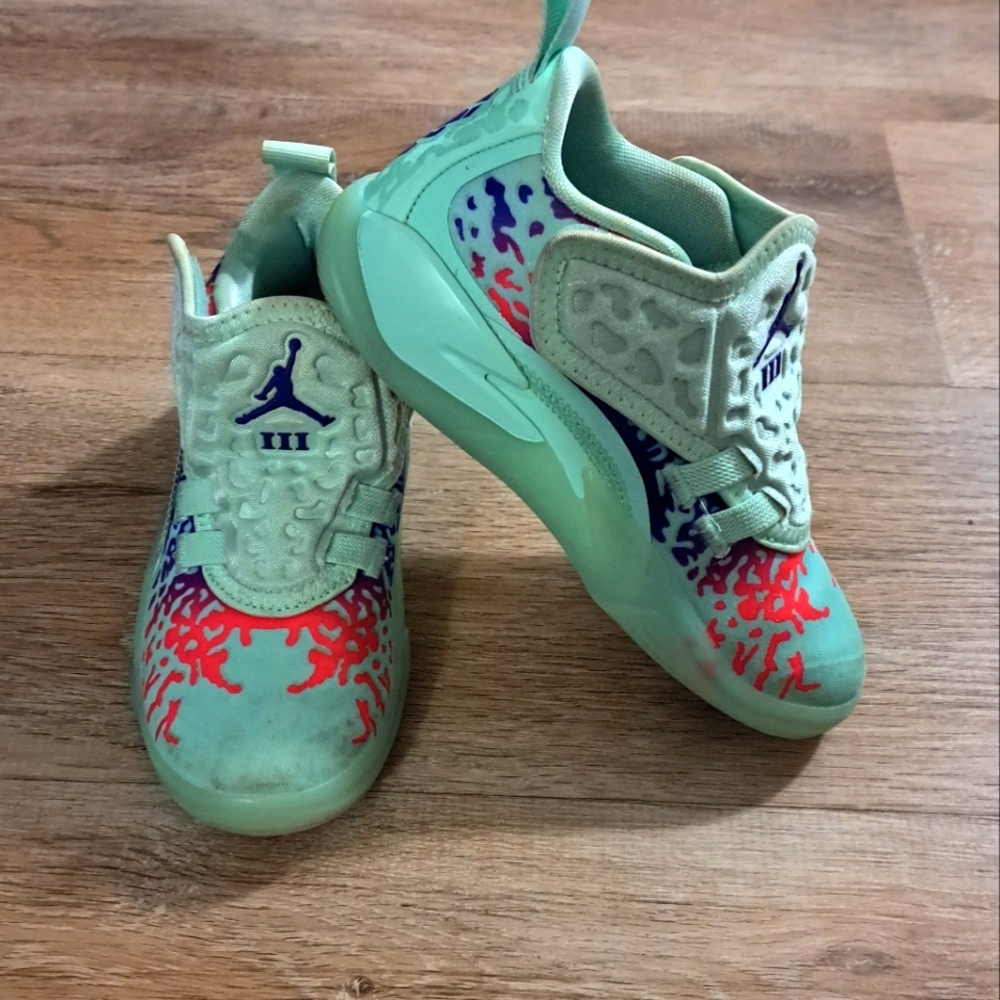 Jordan Zion 3 Kids Sneakers Mint Green and Purple Athletic Shoes Size 12